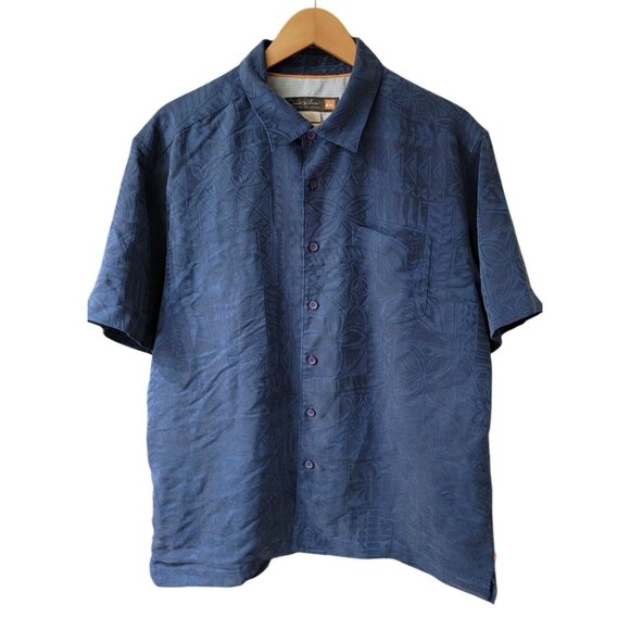 Quiksilver Mens Waterman Collection Blue Short Sleeve Shirt Size L - Picture 1 of 7